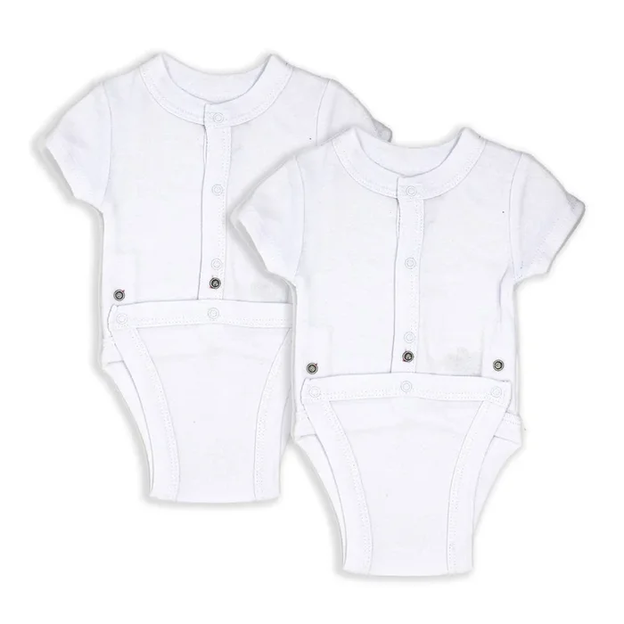 Necessities by TenderTyme 2-Pack Diaper Vests – White (Preemie, Up to 7 lbs)