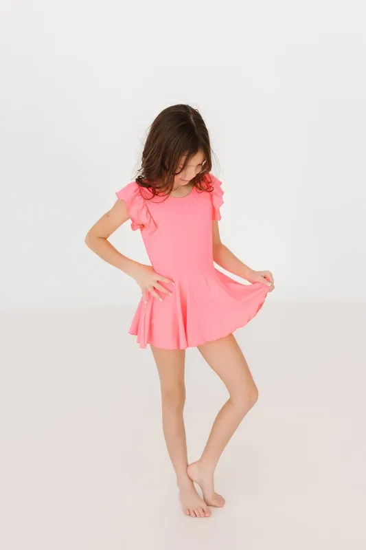 Neon Pink S/s Twirl Leotard