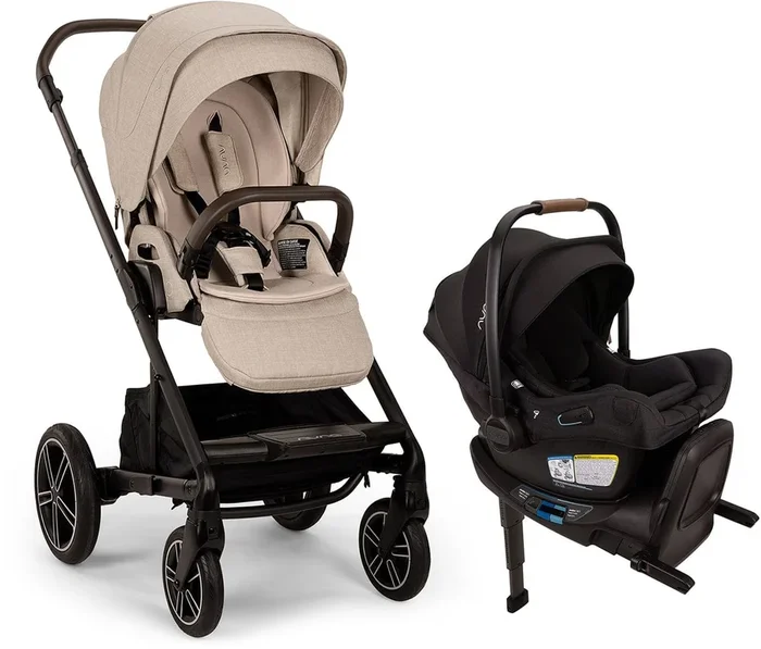Nuna MIXX Next with Magnetic Buckle + PIPA Aire RX Travel System Bundle – Biscotti / Caviar