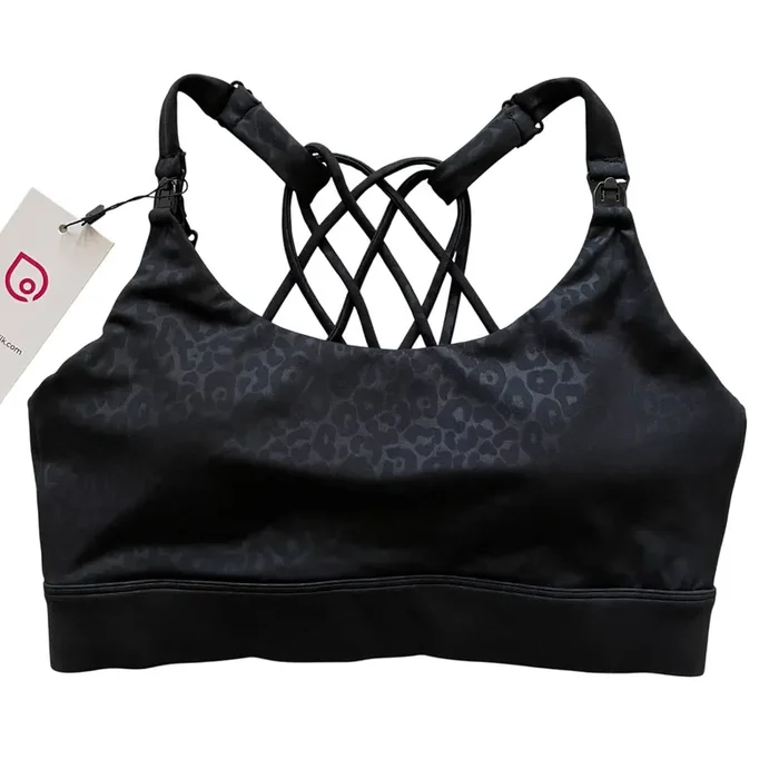 Océane 4 – Medium Support Nursing & Hands Free Pumping Sports Bra (black Cheetah)