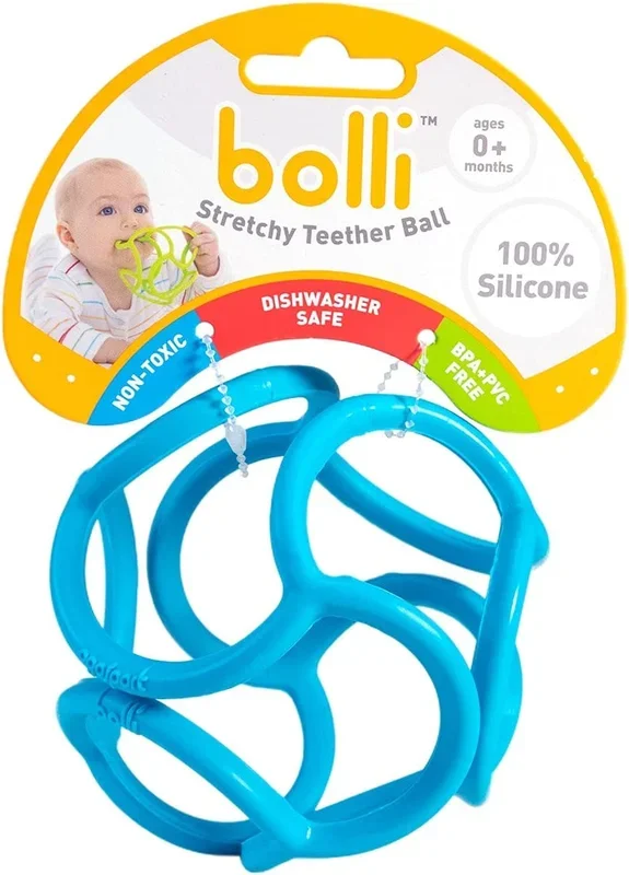 OGOBOLLI TEETHER TOY FOR BABIES – TACTILE SENSORY BALL – BLUE