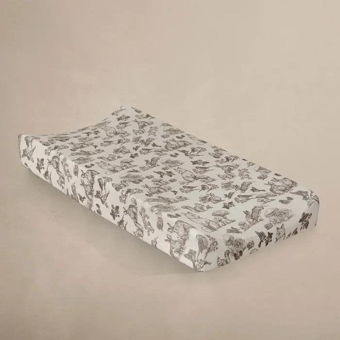 Oilo Fable Changing Pad Cover- Woodland Organic Jersey