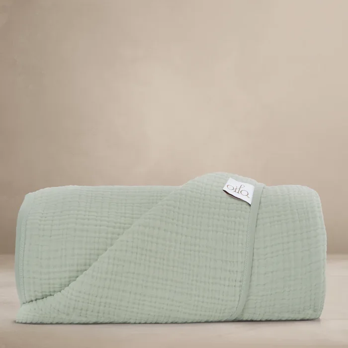 Oilo Sea Moss Sage Green Premium Muslin Blanket