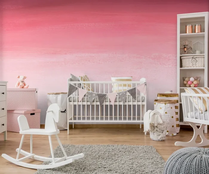 Ombre Wallpaper With A Painted Texture In Pink And White – X163