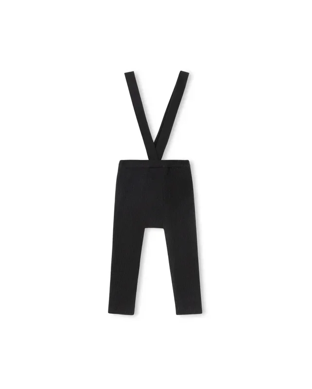 One Child Black Suspender Footless Leggings
