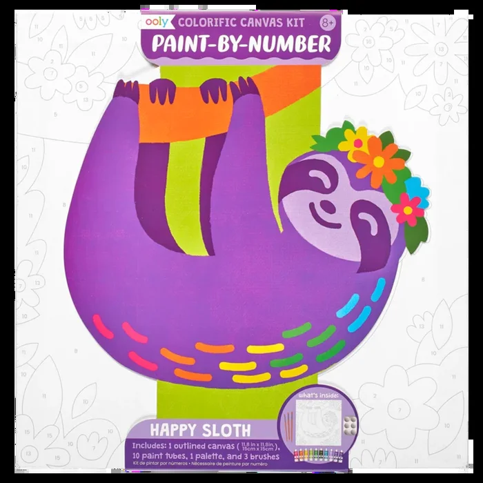 Ooly Colorific Canvas Paint by Number Kit – Happy Sloth