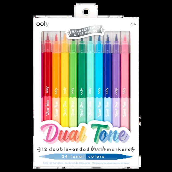 Ooly Dual Tone Double Ended Brush Marker – set of 12/24 colors