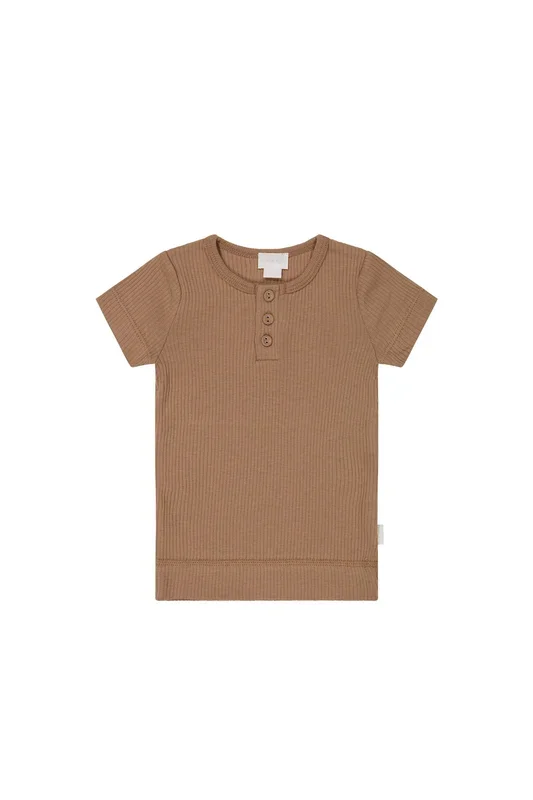 Organic Cotton Modal Henley Tee – Cavern Clay