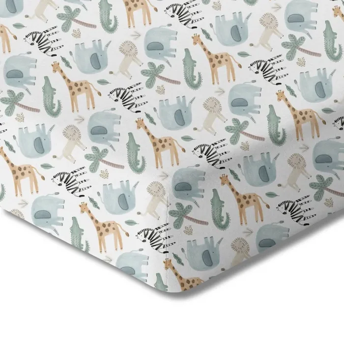 Organic Crib Sheet – Safari Animals