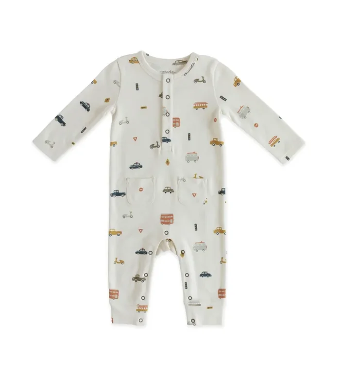 Organic Henley Patch Pocket Romper