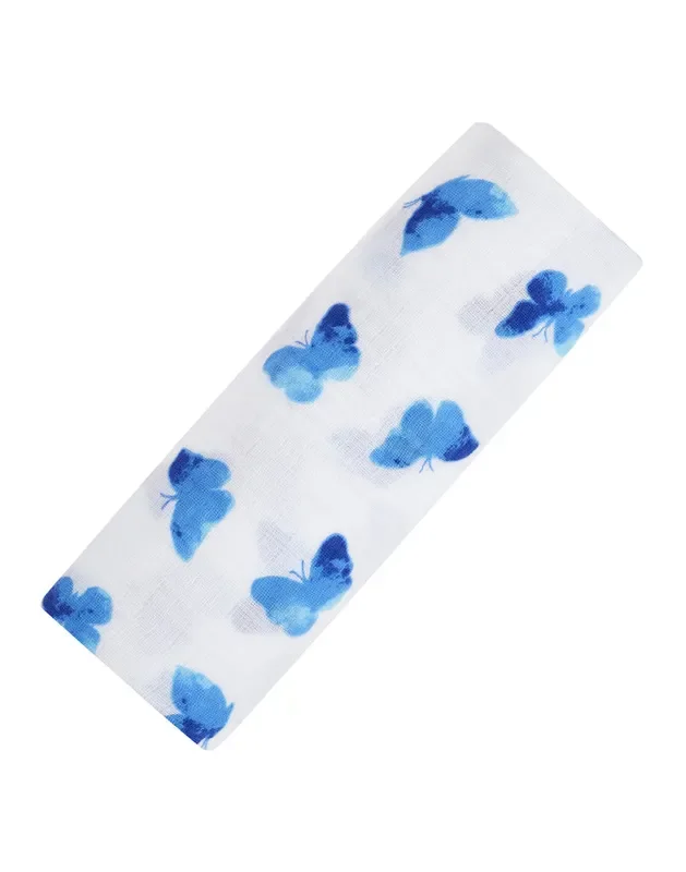 ORGANIC SWADDLE – BLUE BUTTERFLY