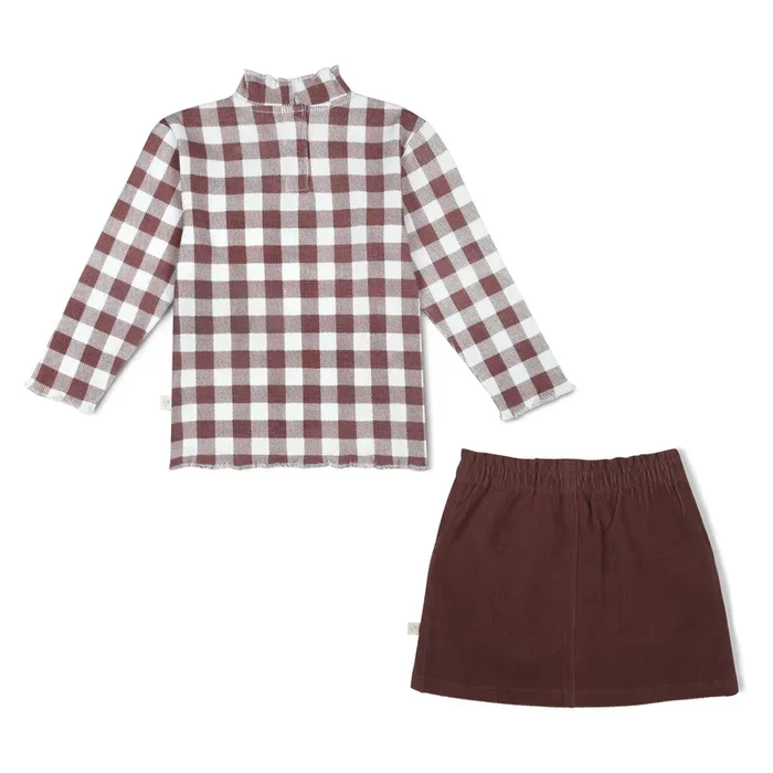 Organic Tee And Corduroy Skirt Set – Plum