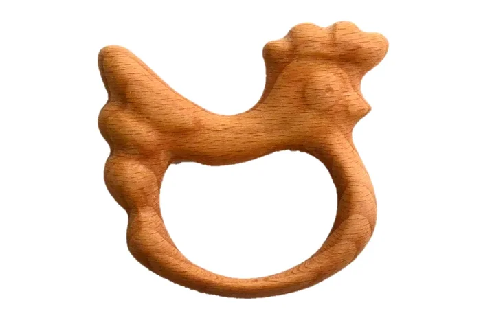 Organic Wooden Rattle-teether Hen