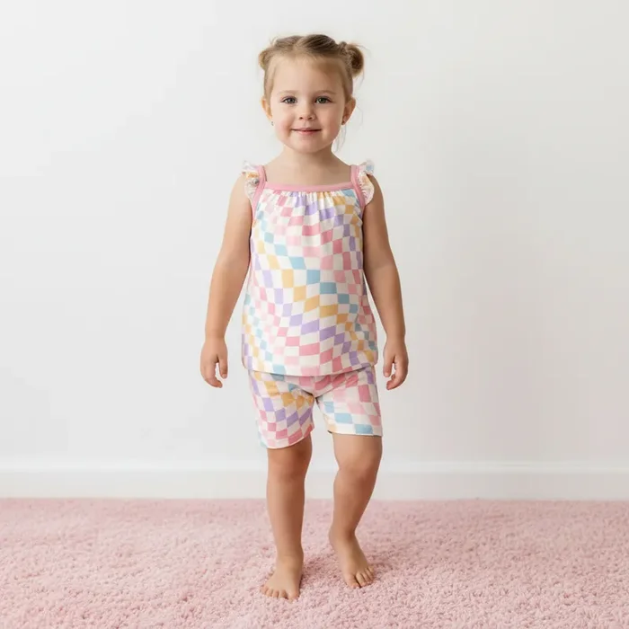 Pastel Checks Tank & Shorts
