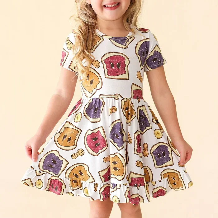 Peanut Butter Jelly Time Ruffled Twirl Dress