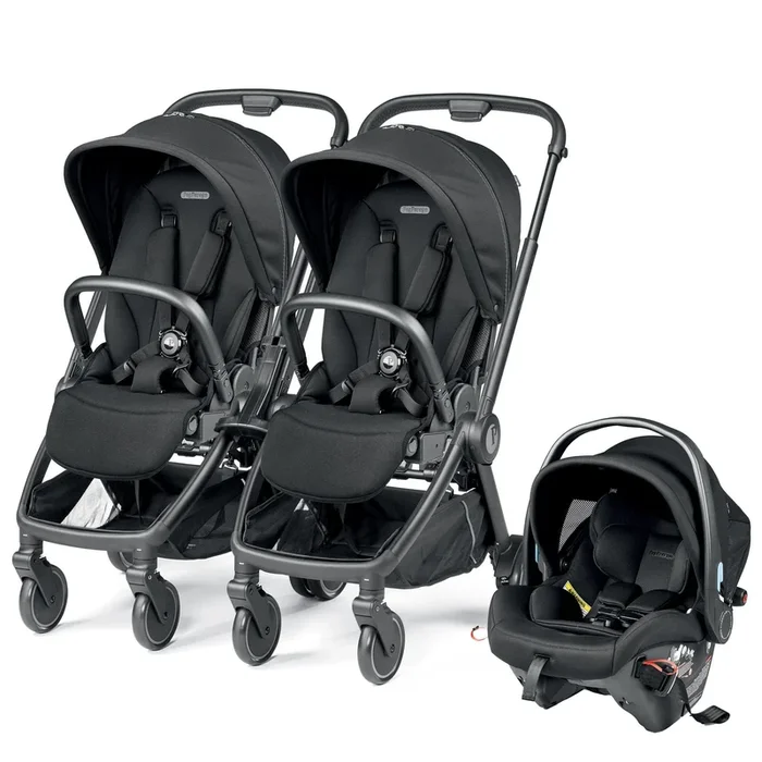 PEG City Loop Double Stroller + Primo Viaggio Urban Mobility Travel System Bundle – Black / True Black / True Black