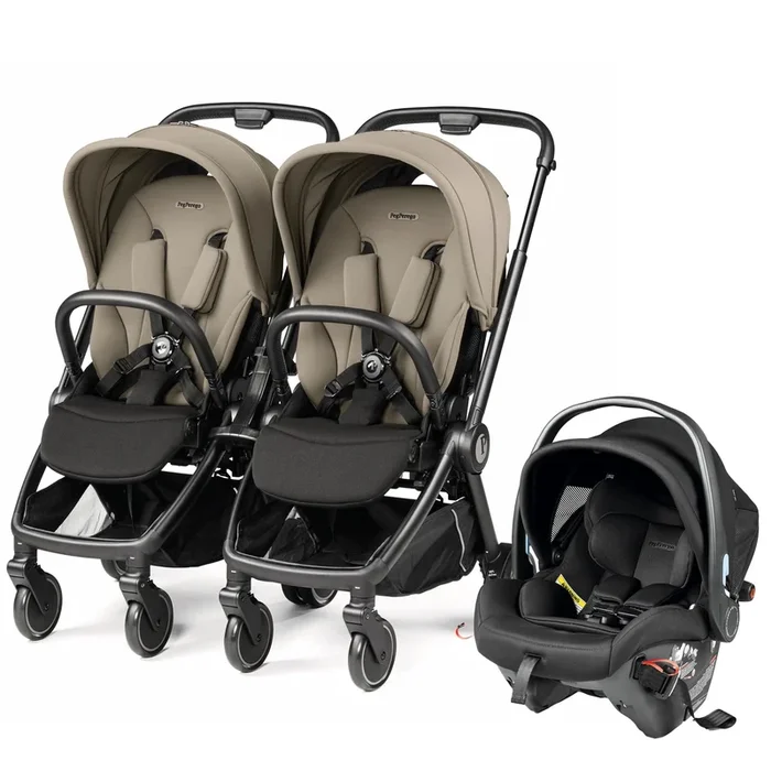 PEG City Loop Double Stroller + Primo Viaggio Urban Mobility Travel System Bundle – Black / Vanilla Blend / True Black