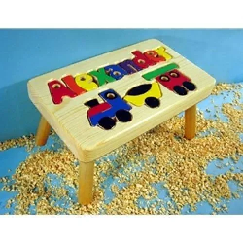 Personalized Puzzle Train Stool
