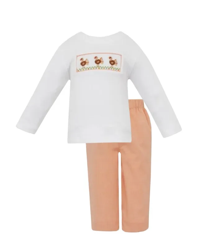 Petit Bebe Boys Smocked Turkey Pant Set
