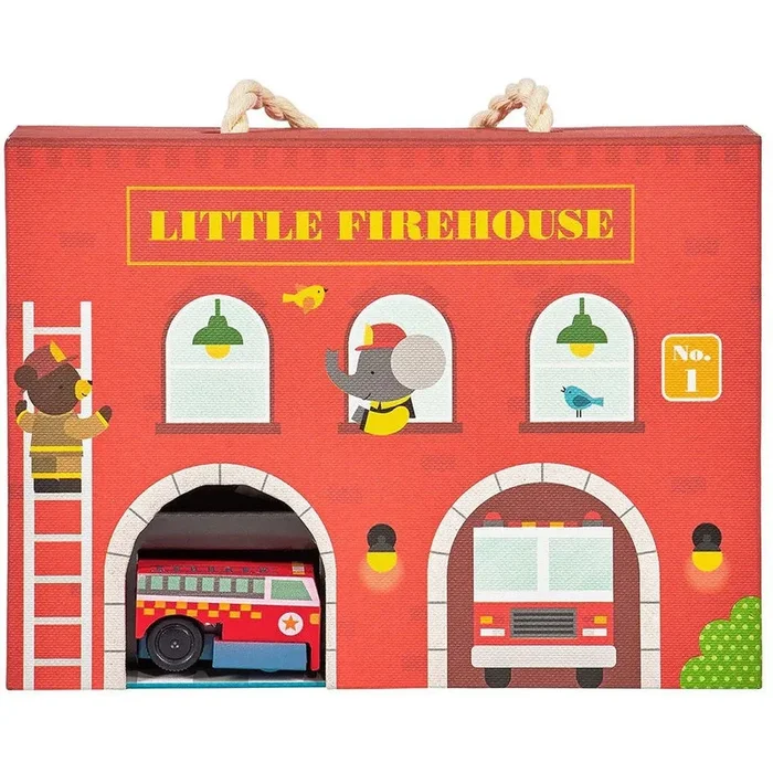 Petit Collage Wind Up & Go | Fire Station Play Set