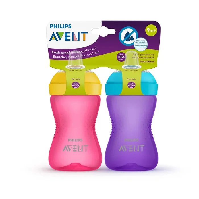 Philips Avent My Grippy Spout Cup 280 ml, lot de 2 – Rose/Violet