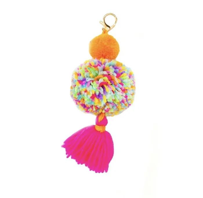 Pink & Orange Pom + Tassel Purse Charm