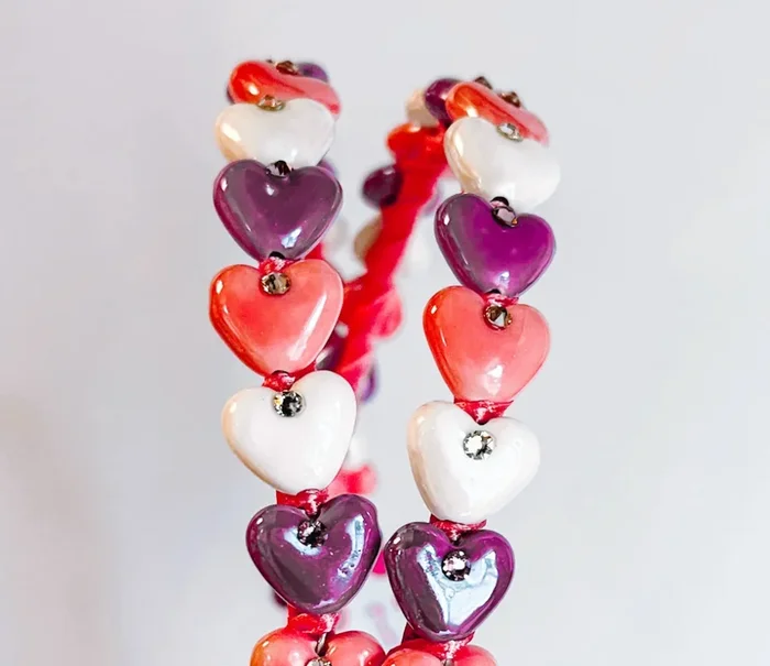 Pink & Purple Heart Charm Headband