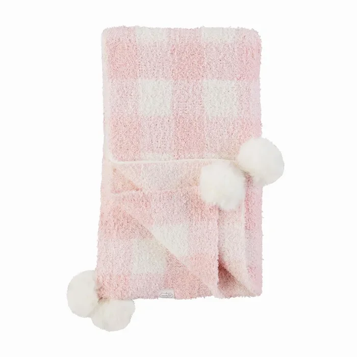 Pink Chenille Gingham Blanket