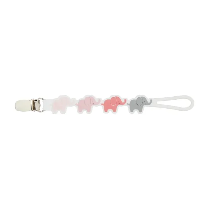 Pink Elephant Silicone Pacifier Clip