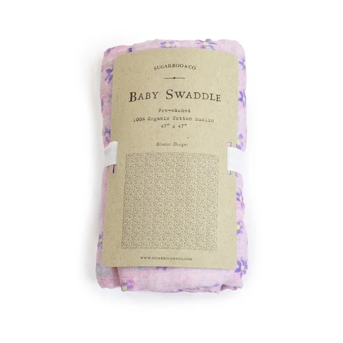Pink Floral Swaddle Blanket 47″ x 47″