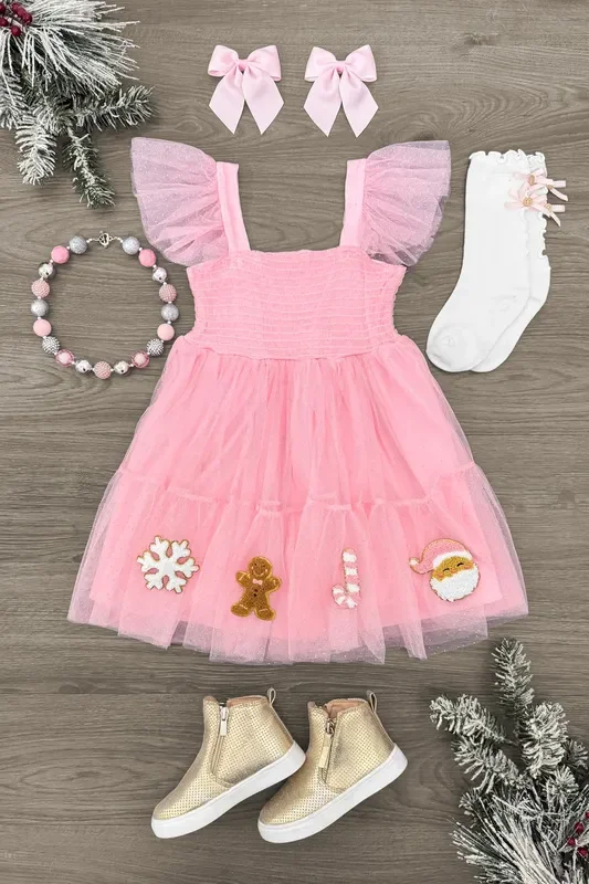 Pink Glitter Christmas Tulle Dress