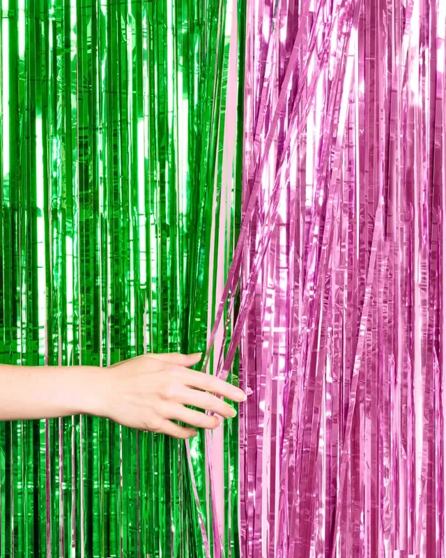 Pink Goes Good W. Green Curtain – Pink + Green Foil Curtains