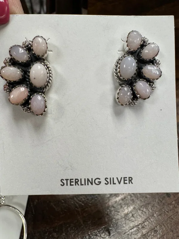 Pink Opal Half Squash Earrings