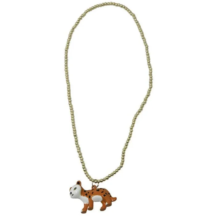 Pink Poppy Leopard Ball Chain Necklace