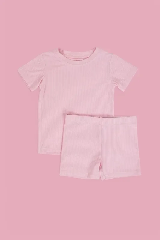 Pink Rose Rib Dream Short Set