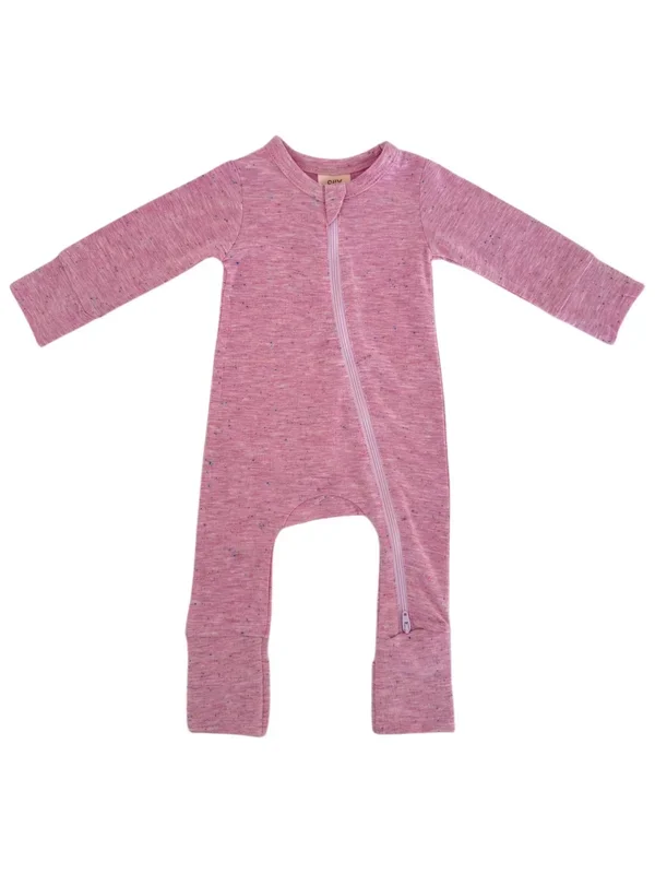 Pink Speckle 2-Way Zip Romper