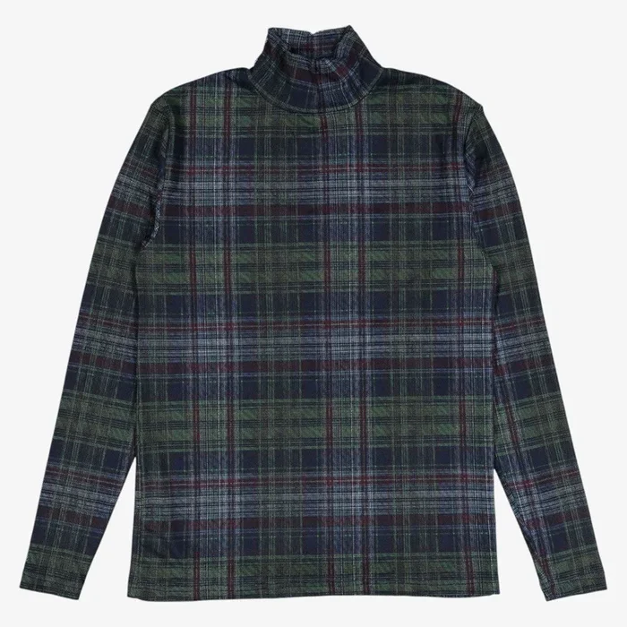 Plaid Turtleneck – Navy