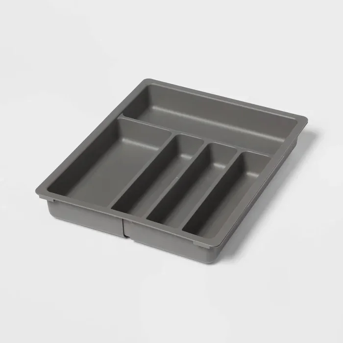 Plastic Expandable Utensil Drawer Organizer Gray – Brightroom™