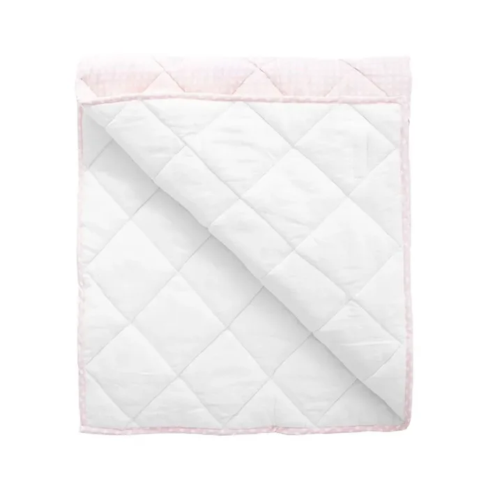 Play Mat | Dusty Pink Gingham And White Linen, Reversible