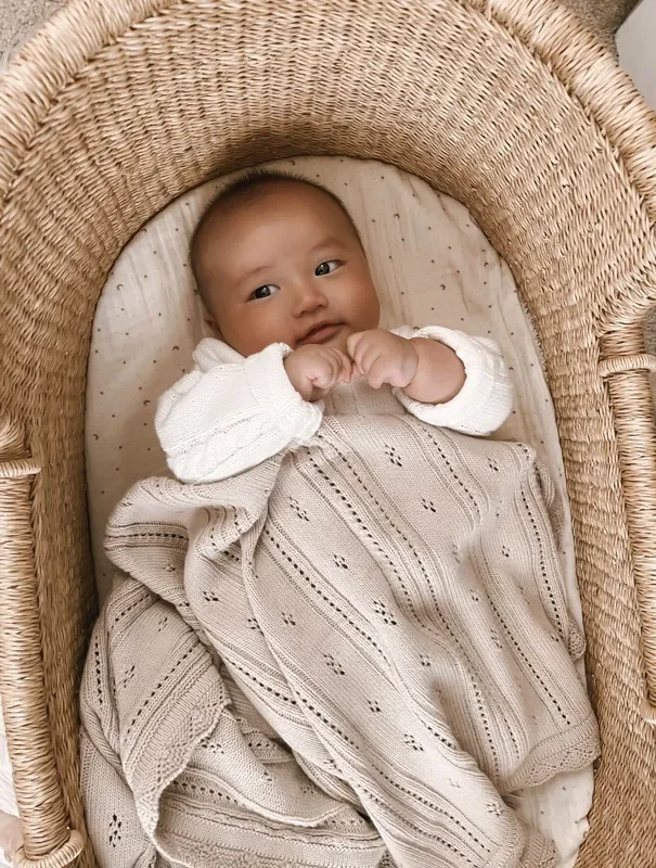 Pointelle Baby Blanket – Beige