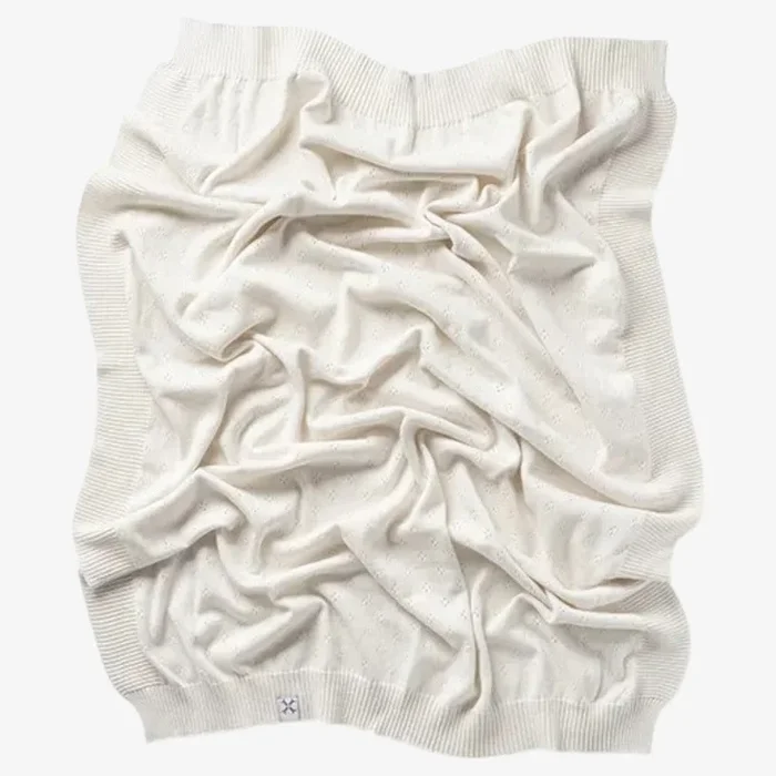 Pointelle Knit Blankets – Natural White