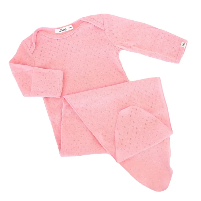 Pointelle Knotted Gown – Pink Heather