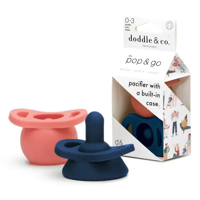 Pop & Go Pacifiers – Peach/navy