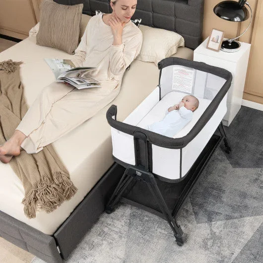 Portable Bedside Sleeper for Baby With 7 Adjustable Heights-Black