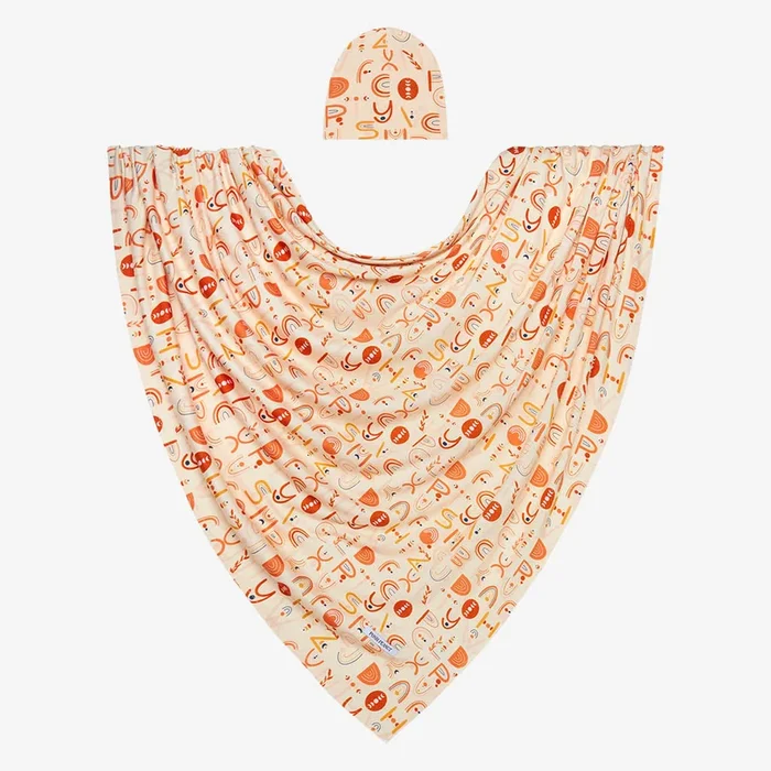 Posh Peanut Alphabet Medley Infant Swaddle & Beanie Set