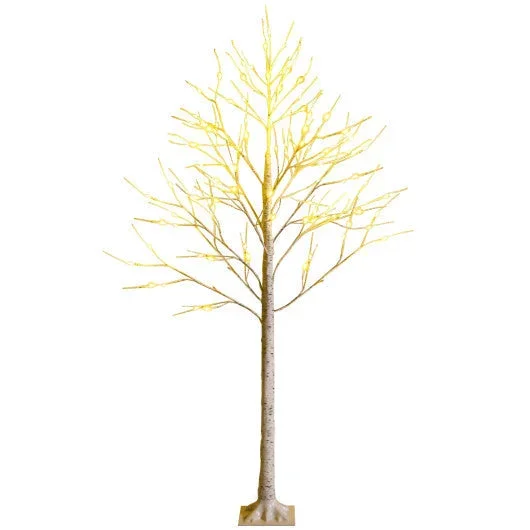 Pre-Lit White Twig Birch Tree for Christmas Holiday With LED Lights-6 Ft