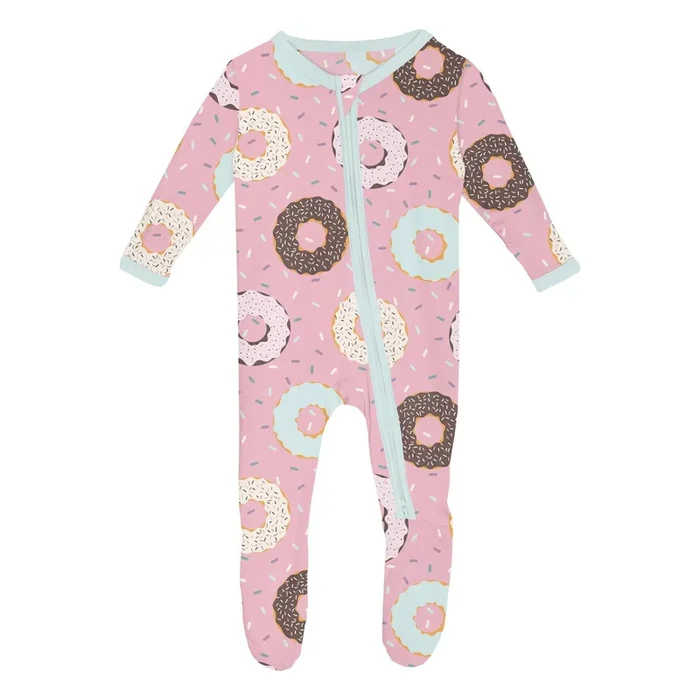 Print Footie with 2 Way Zipper in Cake Pop Donuts and Sprinkles