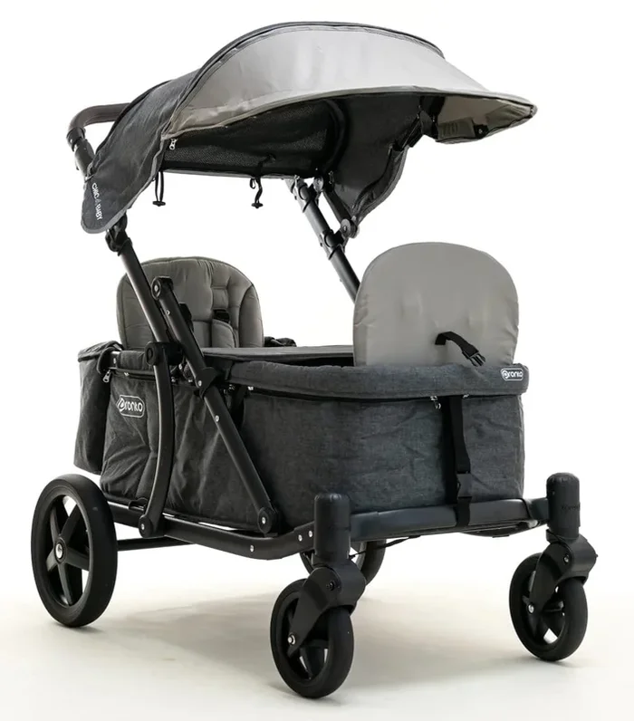 Pronto One (2 Seater) Stroller Wagon – Black Frame / Stone Grey