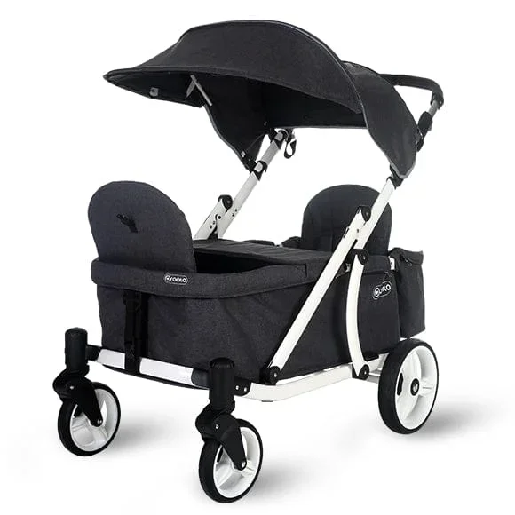 Pronto One (2 Seater) Stroller Wagon – White Frame / Dark Grey