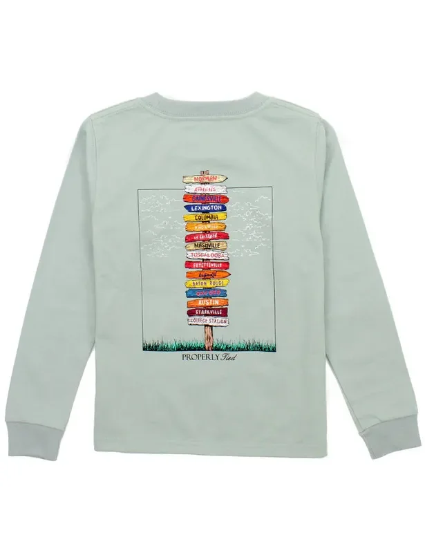 Properly Tied Boys Southeastern Showdown Long Sleeve Tee in Chrome Grey